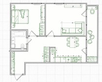 Продажа 2-комн. квартира, 56 м², 23/25 этаж — планировка 1