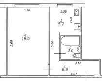 Продажа 1-комн. квартира, 34 м², 1/5 этаж — планировка 1