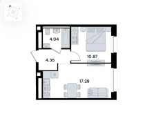 Продажа 1-комн. квартира, 37 м², 7/11 этаж — планировка 1