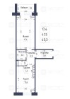 Продажа 1-комн. квартира, 43 м², 8/10 этаж — планировка 1