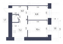Продажа 2-комн. квартира, 34 м², 2/3 этаж — планировка 1