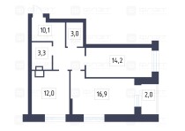 Продажа 2-комн. квартира, 62 м², 23/24 этаж — планировка 1