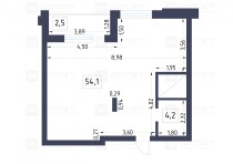 Продажа 2-комн. квартира, 60 м², 8/22 этаж — планировка 1