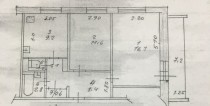Продажа 2-комн. квартира, 54 м², 7/9 этаж — планировка 1