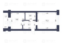 Продажа 1-комн. квартира, 38 м², 2/9 этаж — планировка 1