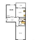 Продажа 2-комн. квартира, 63 м², 4/19 этаж — планировка 1