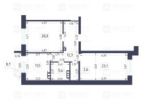 Продажа 2-комн. квартира, 75 м², 3/8 этаж — планировка 1